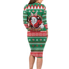 Jingle Rabbitohs Jump Personalized Family Matching Long Sleeve Bodycon Dress and Hawaiian Shirt Christmas Rugby League Spirit - Aussie Hoodie