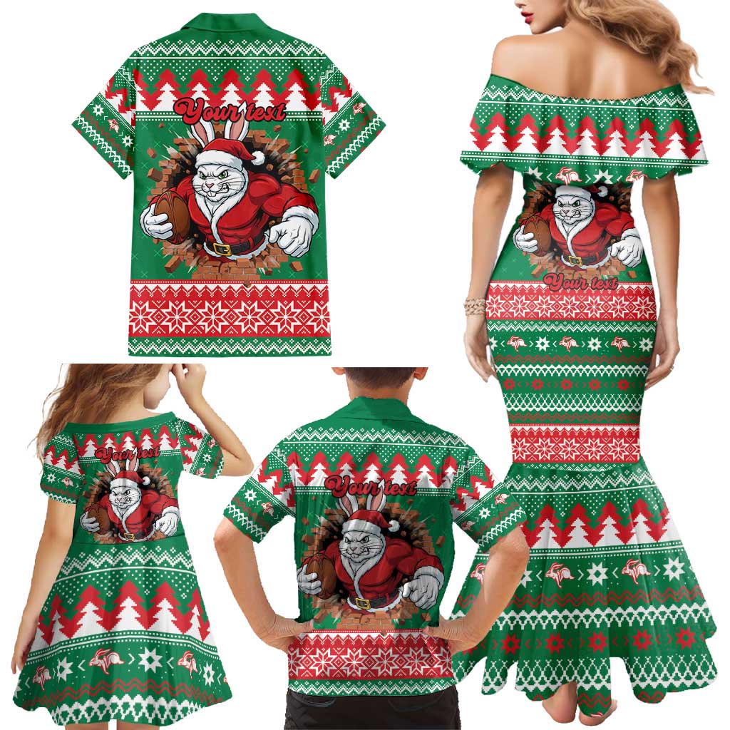 Jingle Rabbitohs Jump Personalized Family Matching Mermaid Dress and Hawaiian Shirt Christmas Rugby League Spirit - Aussie Hoodie