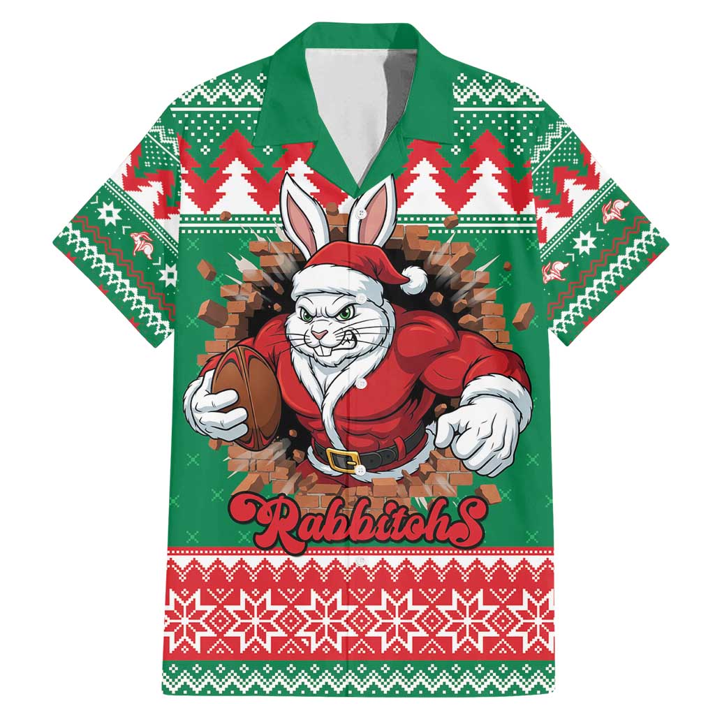 Jingle Rabbitohs Jump Personalized Family Matching Mermaid Dress and Hawaiian Shirt Christmas Rugby League Spirit - Aussie Hoodie