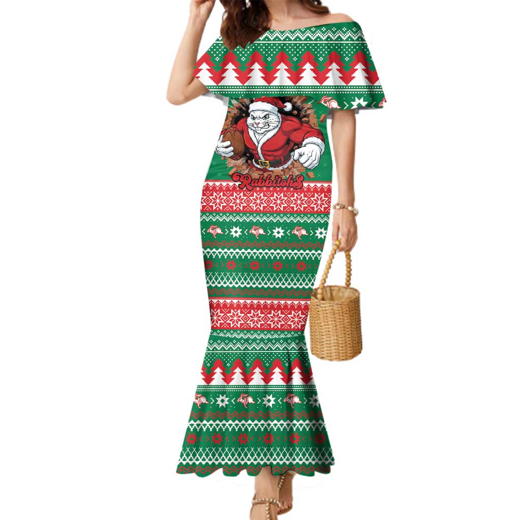 Jingle Rabbitohs Jump Personalized Family Matching Mermaid Dress and Hawaiian Shirt Christmas Rugby League Spirit - Aussie Hoodie