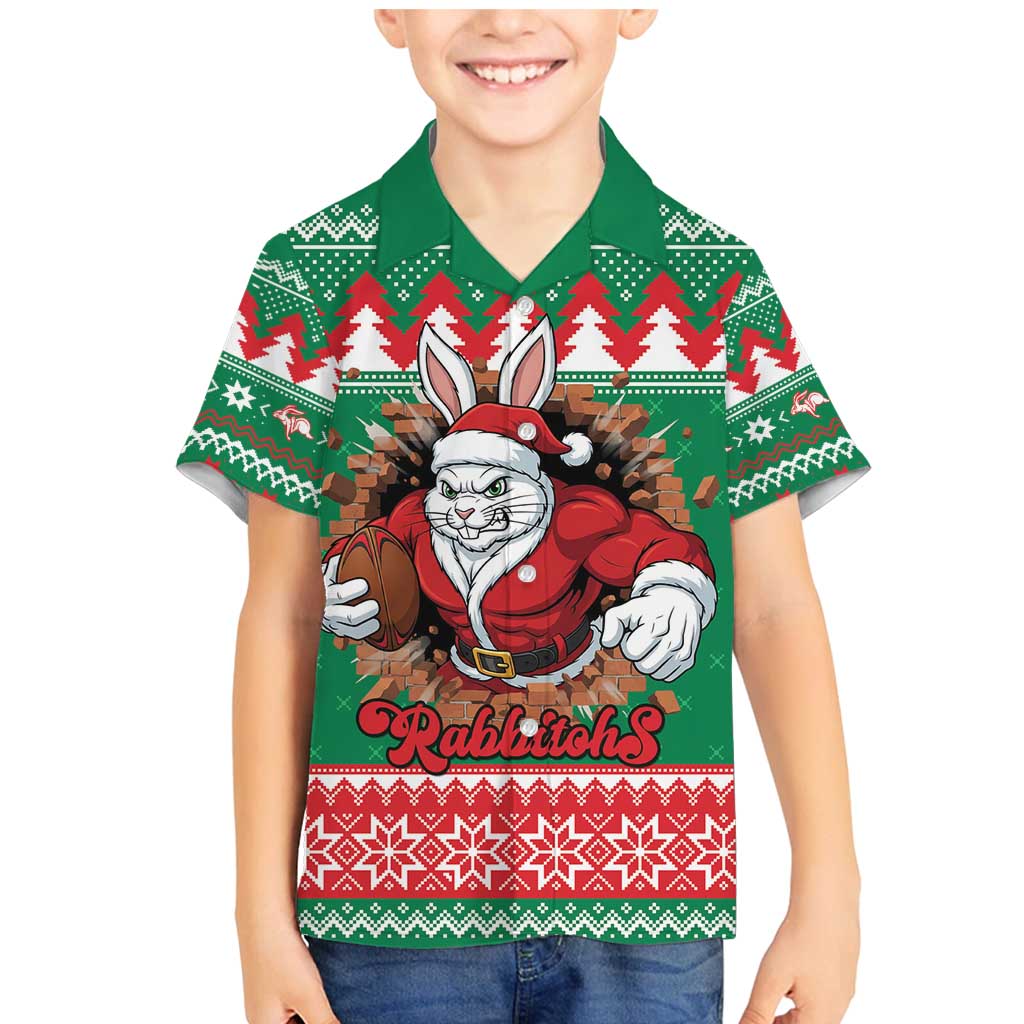 Jingle Rabbitohs Jump Personalized Family Matching Mermaid Dress and Hawaiian Shirt Christmas Rugby League Spirit - Aussie Hoodie