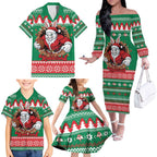 Jingle Rabbitohs Jump Personalized Family Matching Off The Shoulder Long Sleeve Dress and Hawaiian Shirt Christmas Rugby League Spirit - Aussie Hoodie