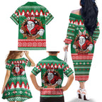 Jingle Rabbitohs Jump Personalized Family Matching Off The Shoulder Long Sleeve Dress and Hawaiian Shirt Christmas Rugby League Spirit - Aussie Hoodie