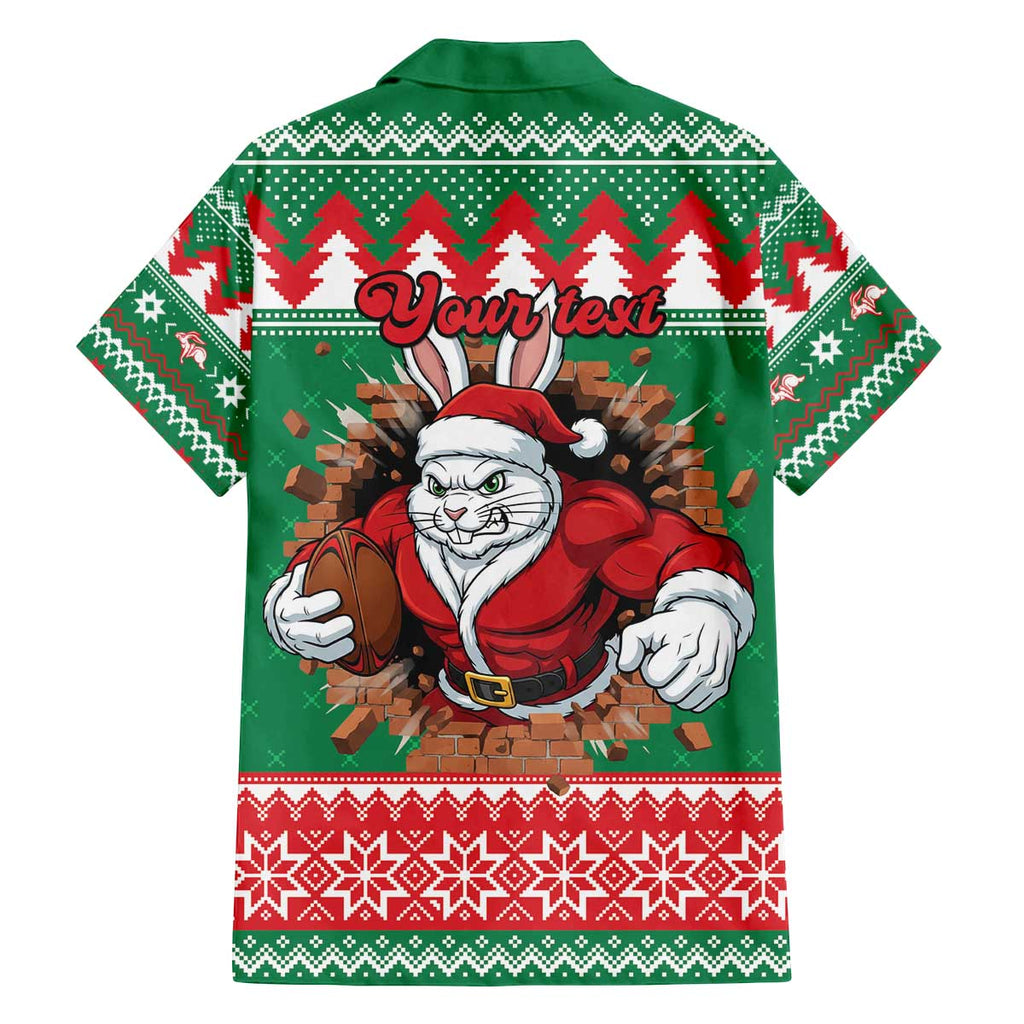 Jingle Rabbitohs Jump Personalized Family Matching Off The Shoulder Long Sleeve Dress and Hawaiian Shirt Christmas Rugby League Spirit - Aussie Hoodie