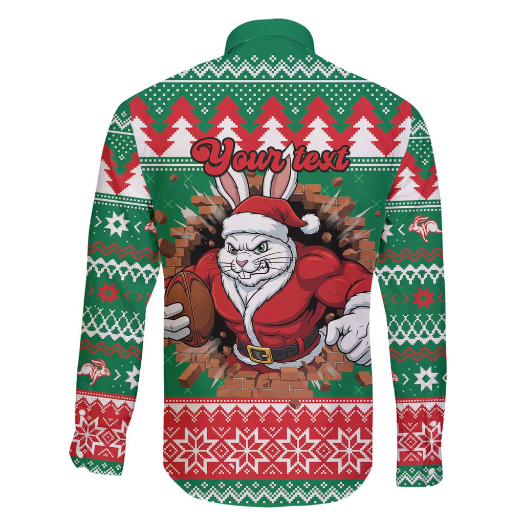 Jingle Rabbitohs Jump Personalized Family Matching Off The Shoulder Long Sleeve Dress and Hawaiian Shirt Christmas Rugby League Spirit - Aussie Hoodie