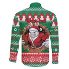 Jingle Rabbitohs Jump Personalized Family Matching Off The Shoulder Long Sleeve Dress and Hawaiian Shirt Christmas Rugby League Spirit - Aussie Hoodie
