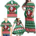 Jingle Rabbitohs Jump Personalized Family Matching Off Shoulder Maxi Dress and Hawaiian Shirt Christmas Rugby League Spirit - Aussie Hoodie
