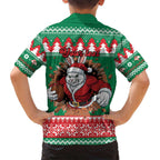 Jingle Rabbitohs Jump Personalized Family Matching Off Shoulder Maxi Dress and Hawaiian Shirt Christmas Rugby League Spirit - Aussie Hoodie