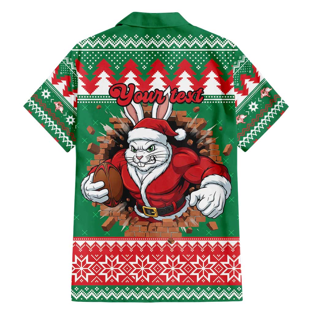 Jingle Rabbitohs Jump Personalized Family Matching Off Shoulder Maxi Dress and Hawaiian Shirt Christmas Rugby League Spirit - Aussie Hoodie
