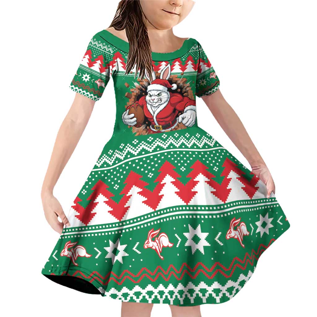 Jingle Rabbitohs Jump Personalized Family Matching Off Shoulder Short Dress and Hawaiian Shirt Christmas Rugby League Spirit - Aussie Hoodie