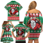Jingle Rabbitohs Jump Personalized Family Matching Off Shoulder Short Dress and Hawaiian Shirt Christmas Rugby League Spirit - Aussie Hoodie