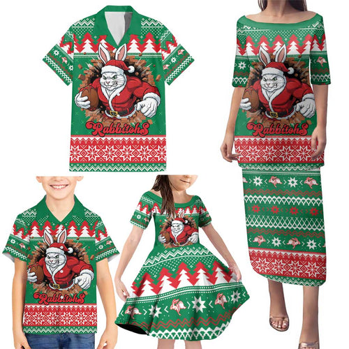 Jingle Rabbitohs Jump Personalized Family Matching Puletasi and Hawaiian Shirt Christmas Rugby League Spirit - Aussie Hoodie