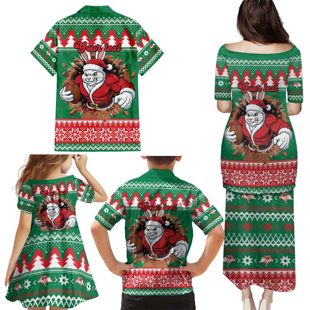 Jingle Rabbitohs Jump Personalized Family Matching Puletasi and Hawaiian Shirt Christmas Rugby League Spirit - Aussie Hoodie