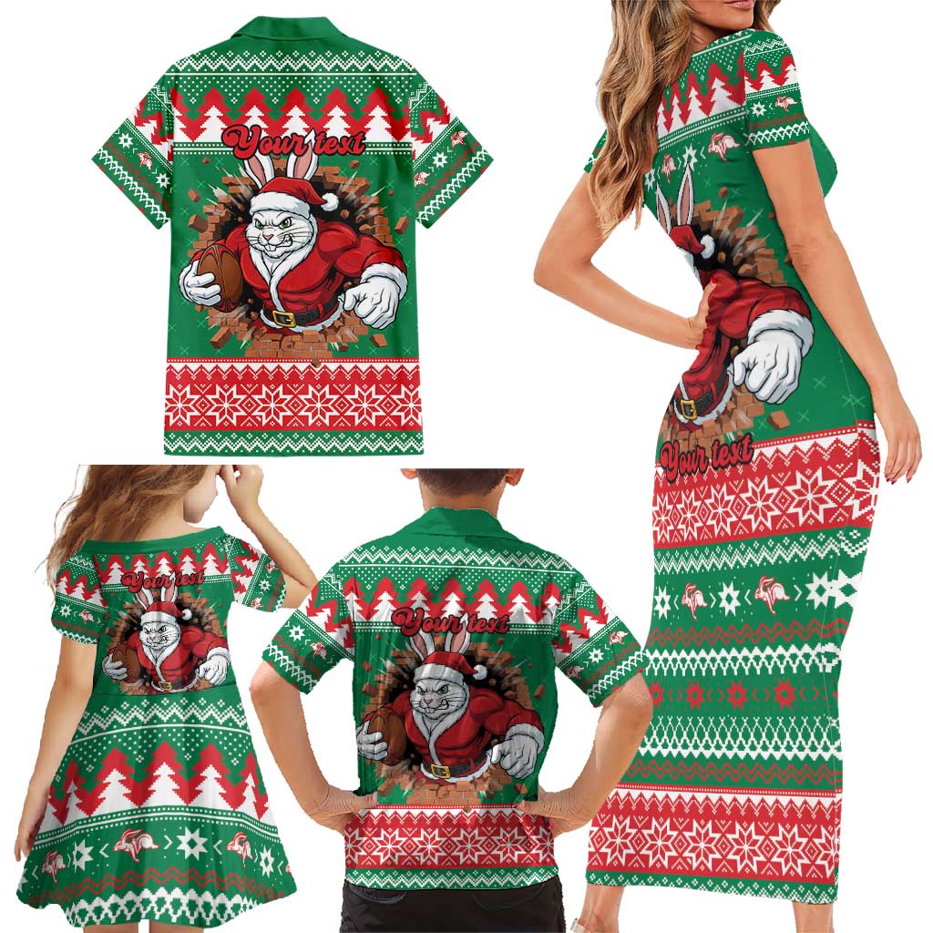 Jingle Rabbitohs Jump Personalized Family Matching Short Sleeve Bodycon Dress and Hawaiian Shirt Christmas Rugby League Spirit - Aussie Hoodie