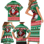 Jingle Rabbitohs Jump Personalized Family Matching Short Sleeve Bodycon Dress and Hawaiian Shirt Christmas Rugby League Spirit - Aussie Hoodie