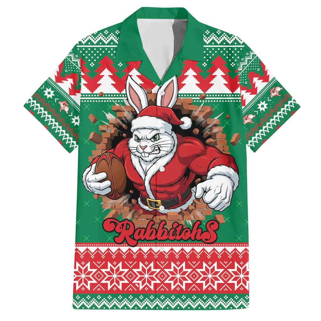 Jingle Rabbitohs Jump Personalized Family Matching Short Sleeve Bodycon Dress and Hawaiian Shirt Christmas Rugby League Spirit - Aussie Hoodie