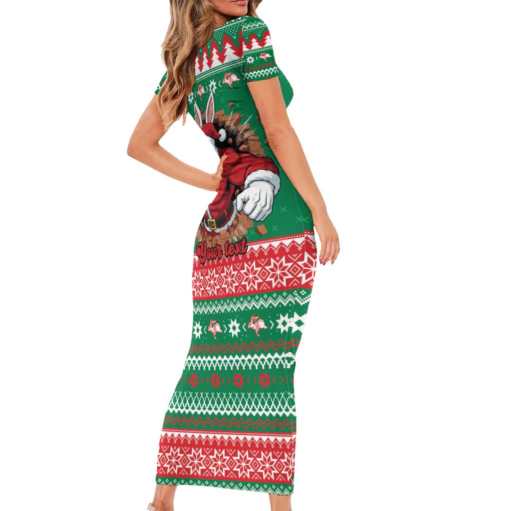 Jingle Rabbitohs Jump Personalized Family Matching Short Sleeve Bodycon Dress and Hawaiian Shirt Christmas Rugby League Spirit - Aussie Hoodie