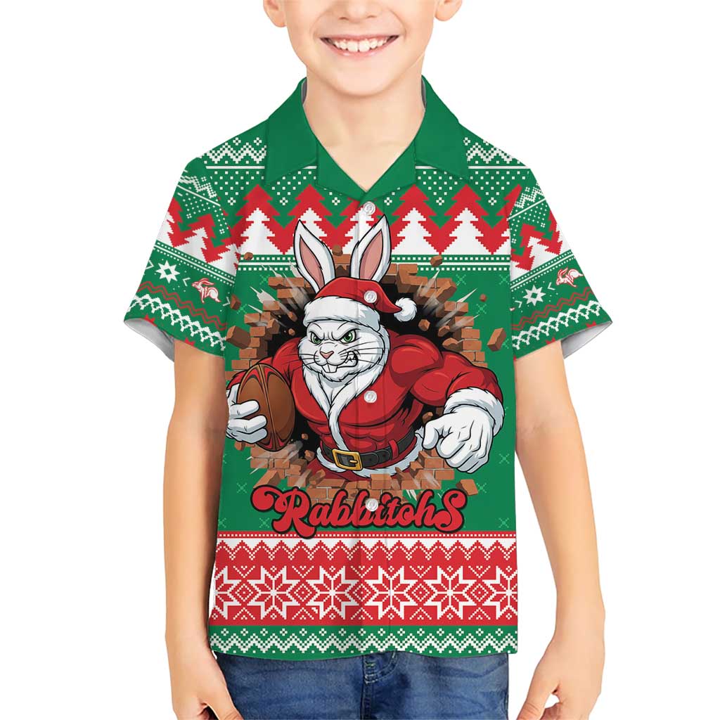 Jingle Rabbitohs Jump Personalized Family Matching Short Sleeve Bodycon Dress and Hawaiian Shirt Christmas Rugby League Spirit - Aussie Hoodie