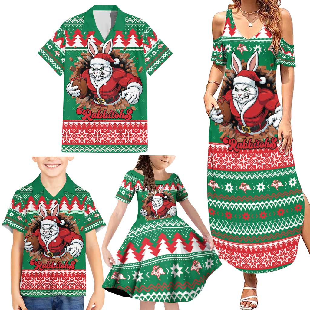 Jingle Rabbitohs Jump Personalized Family Matching Summer Maxi Dress and Hawaiian Shirt Christmas Rugby League Spirit - Aussie Hoodie