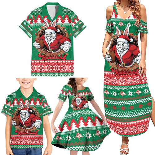 Jingle Rabbitohs Jump Personalized Family Matching Summer Maxi Dress and Hawaiian Shirt Christmas Rugby League Spirit - Aussie Hoodie