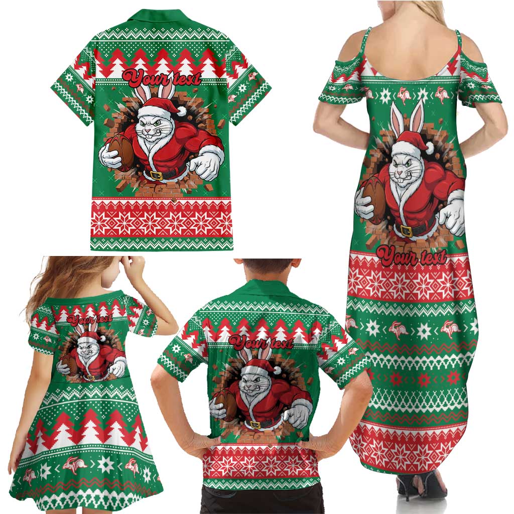 Jingle Rabbitohs Jump Personalized Family Matching Summer Maxi Dress and Hawaiian Shirt Christmas Rugby League Spirit - Aussie Hoodie