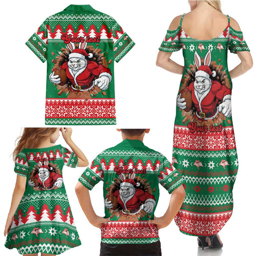 Jingle Rabbitohs Jump Personalized Family Matching Summer Maxi Dress and Hawaiian Shirt Christmas Rugby League Spirit - Aussie Hoodie