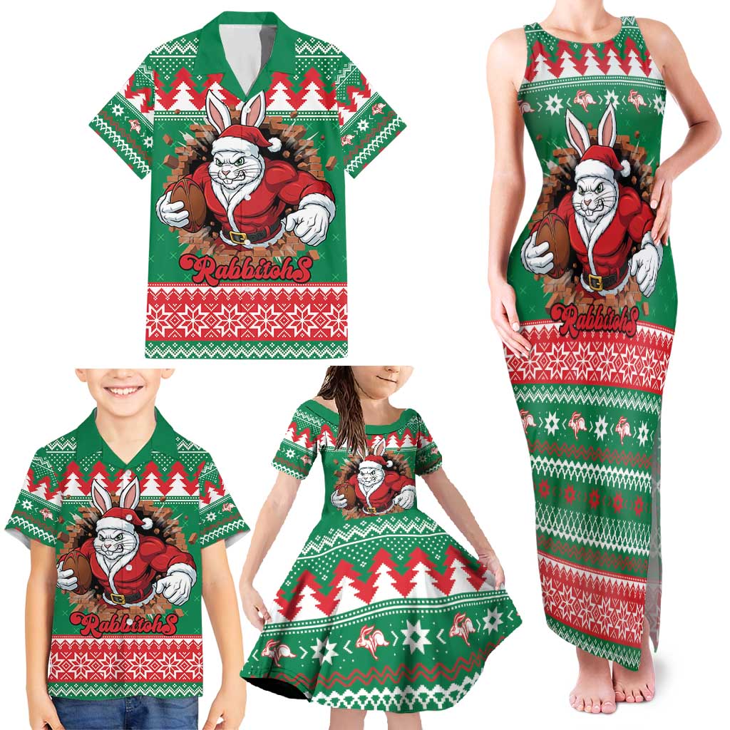 Jingle Rabbitohs Jump Personalized Family Matching Tank Maxi Dress and Hawaiian Shirt Christmas Rugby League Spirit - Aussie Hoodie