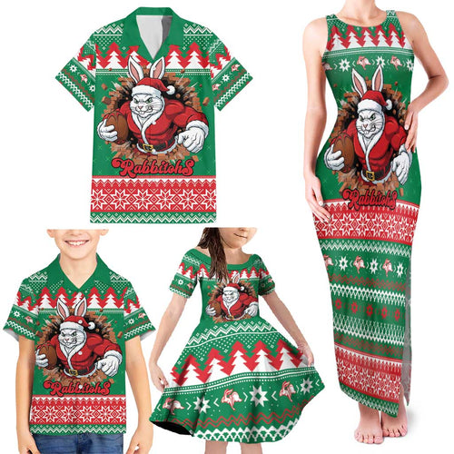 Jingle Rabbitohs Jump Personalized Family Matching Tank Maxi Dress and Hawaiian Shirt Christmas Rugby League Spirit - Aussie Hoodie