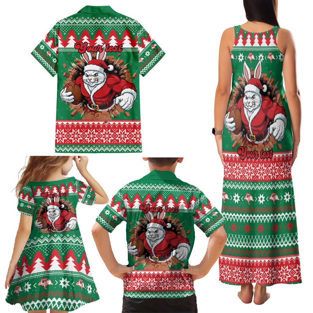 Jingle Rabbitohs Jump Personalized Family Matching Tank Maxi Dress and Hawaiian Shirt Christmas Rugby League Spirit - Aussie Hoodie