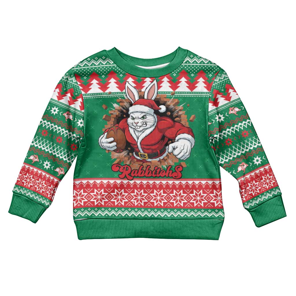 Jingle Rabbitohs Jump Personalized Kid Ugly Christmas Sweater Christmas Rugby League Spirit - Aussie Hoodie
