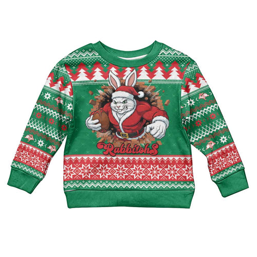 Jingle Rabbitohs Jump Personalized Kid Ugly Christmas Sweater Christmas Rugby League Spirit - Aussie Hoodie
