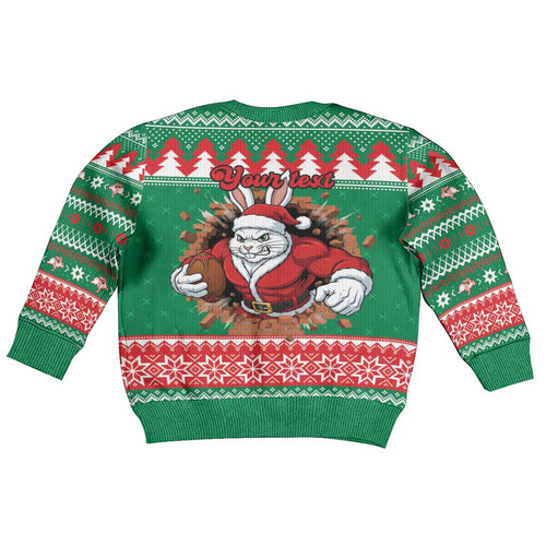 Jingle Rabbitohs Jump Personalized Kid Ugly Christmas Sweater Christmas Rugby League Spirit - Aussie Hoodie