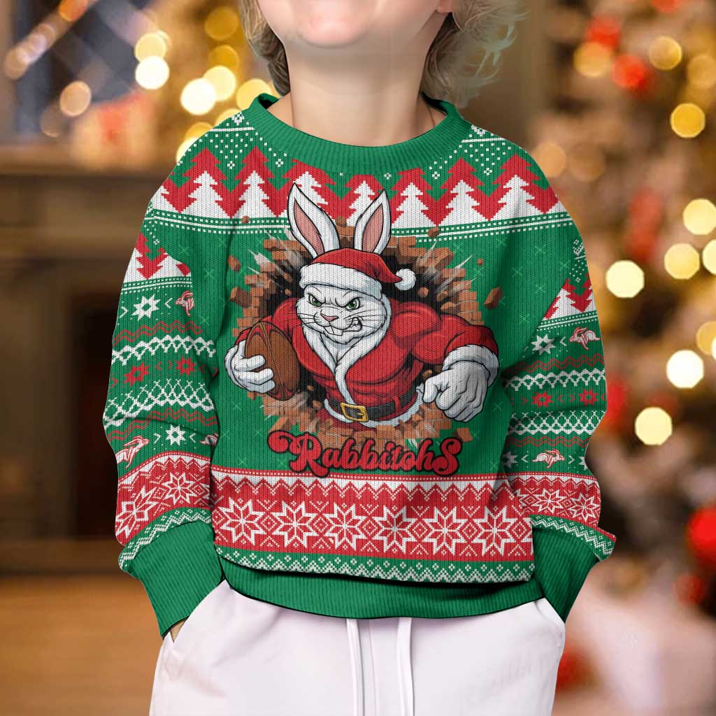 Jingle Rabbitohs Jump Personalized Kid Ugly Christmas Sweater Christmas Rugby League Spirit - Aussie Hoodie