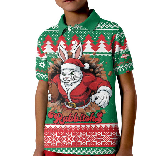 Jingle Rabbitohs Jump Personalized Kid Polo Shirt Christmas Rugby League Spirit - Aussie Hoodie