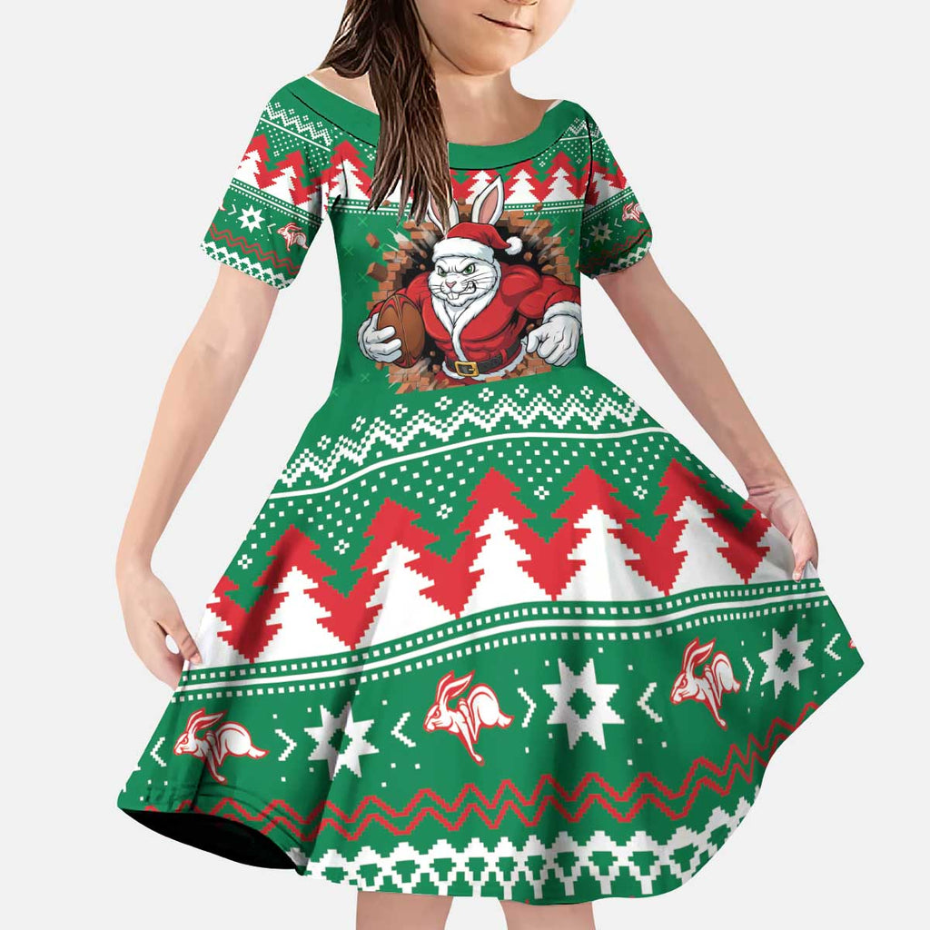 Jingle Rabbitohs Jump Personalized Kid Short Sleeve Dress Christmas Rugby League Spirit - Aussie Hoodie