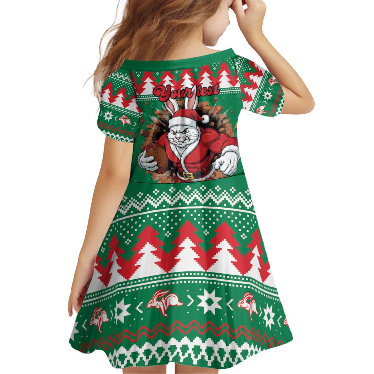 Jingle Rabbitohs Jump Personalized Kid Short Sleeve Dress Christmas Rugby League Spirit - Aussie Hoodie