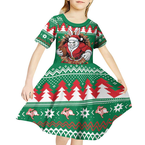 Jingle Rabbitohs Jump Personalized Kid Short Sleeve Dress Christmas Rugby League Spirit - Aussie Hoodie