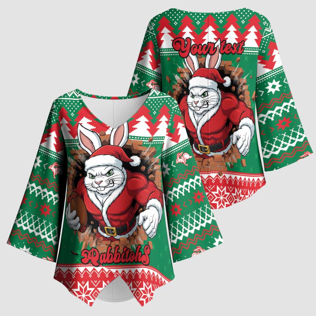 Jingle Rabbitohs Jump Personalized Kimono Sleeve Blouse Christmas Rugby League Spirit - Aussie Hoodie