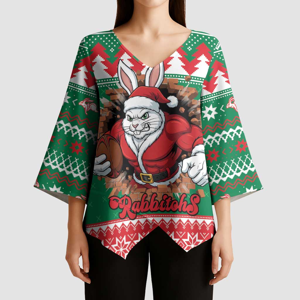 Jingle Rabbitohs Jump Personalized Kimono Sleeve Blouse Christmas Rugby League Spirit - Aussie Hoodie
