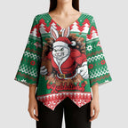Jingle Rabbitohs Jump Personalized Kimono Sleeve Blouse Christmas Rugby League Spirit - Aussie Hoodie