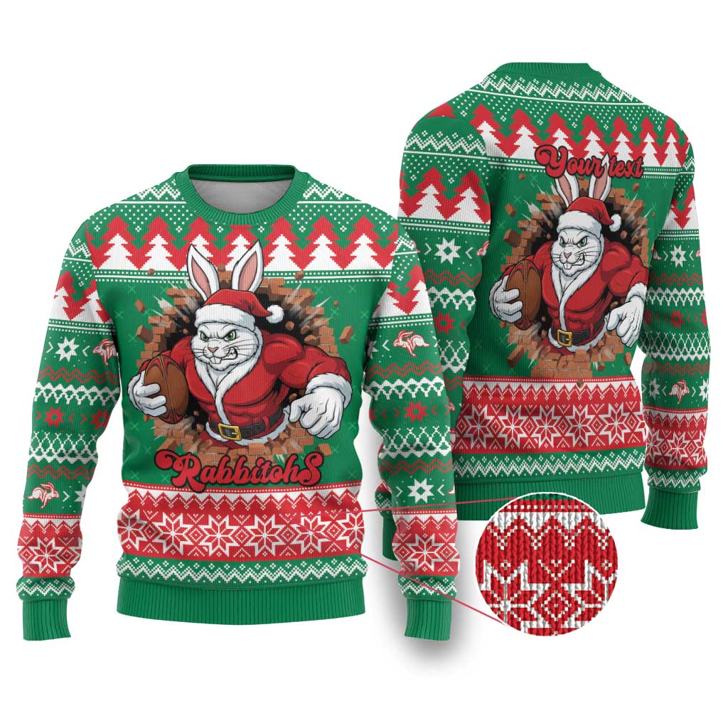 Jingle Rabbitohs Jump Personalized Ugly Christmas Sweater Christmas Rugby League Spirit - Aussie Hoodie