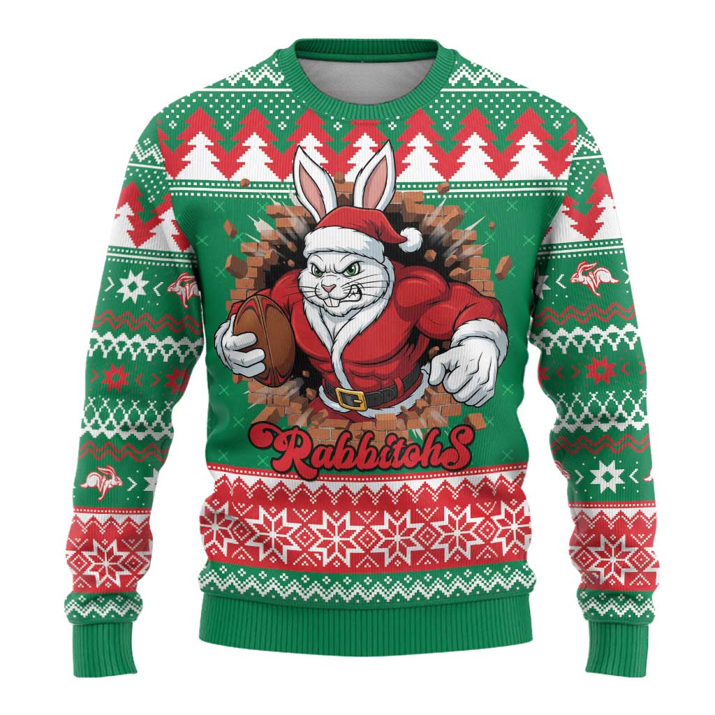 Jingle Rabbitohs Jump Personalized Ugly Christmas Sweater Christmas Rugby League Spirit - Aussie Hoodie
