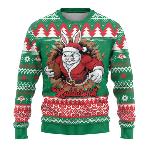 Jingle Rabbitohs Jump Personalized Ugly Christmas Sweater Christmas Rugby League Spirit - Aussie Hoodie