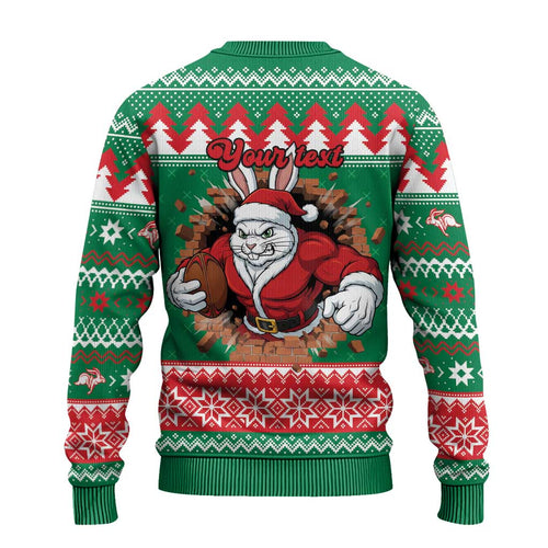Jingle Rabbitohs Jump Personalized Ugly Christmas Sweater Christmas Rugby League Spirit - Aussie Hoodie