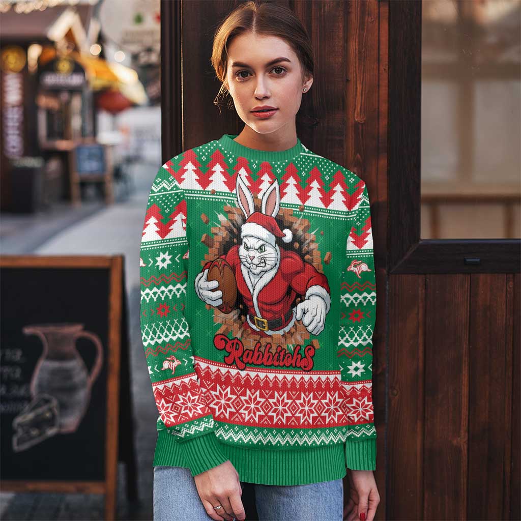 Jingle Rabbitohs Jump Personalized Ugly Christmas Sweater Christmas Rugby League Spirit - Aussie Hoodie