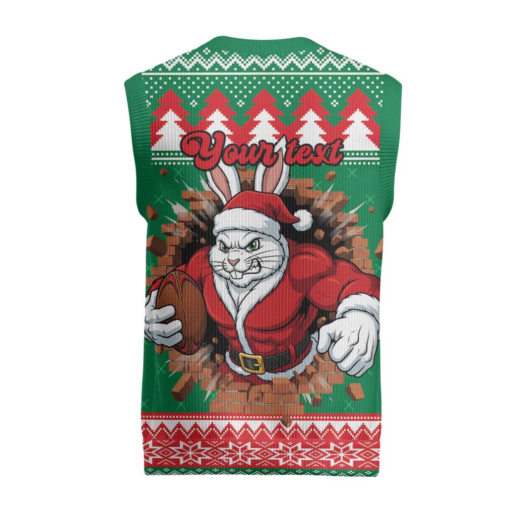 Jingle Rabbitohs Jump Personalized Christmas Knitted V-Neck Vest Christmas Rugby League Spirit - Aussie Hoodie