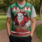 Jingle Rabbitohs Jump Personalized Christmas Knitted V-Neck Vest Christmas Rugby League Spirit - Aussie Hoodie