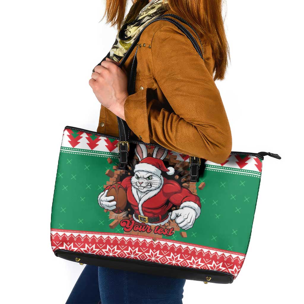 Jingle Rabbitohs Jump Personalized Leather Tote Bag Christmas Rugby League Spirit - Aussie Hoodie
