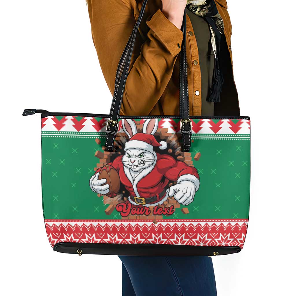 Jingle Rabbitohs Jump Personalized Leather Tote Bag Christmas Rugby League Spirit - Aussie Hoodie
