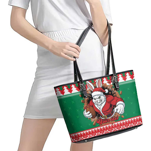 Jingle Rabbitohs Jump Personalized Leather Tote Bag Christmas Rugby League Spirit - Aussie Hoodie